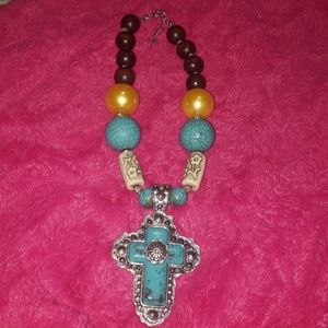 Chunky country Cross statemetn necklace